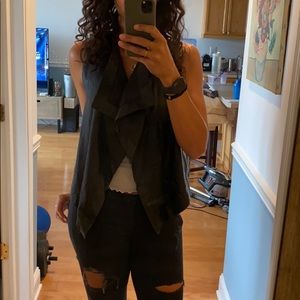 Black leather vest